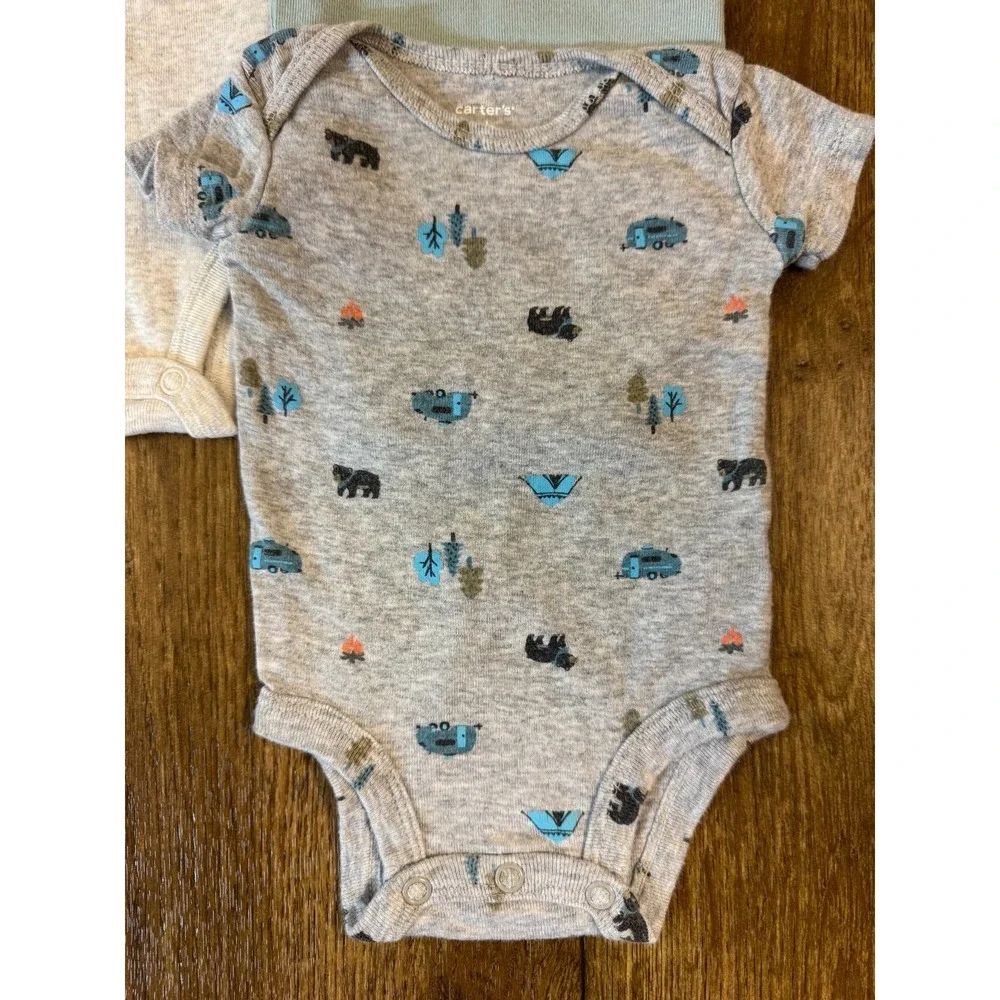 Carters Baby Newborn Short Sleeved Boys Bodysuits Shirts Romper Clothes Lot of 5